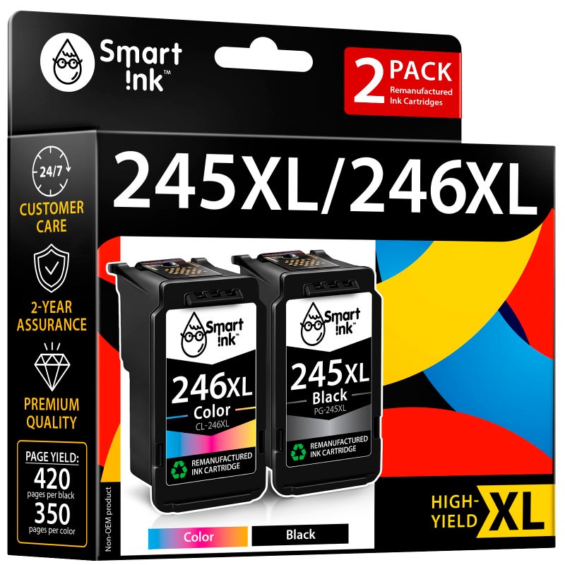 Smart Ink Remanufactured Ink Cartridge Replacement for Canon 245 245XL 246 246XLto use with Pixma MG2522 MX490 TR4520 MX492 MG2522 TR4520 TS3122 MG3022 Printers (Black & Color Combo Pack) - Image 1